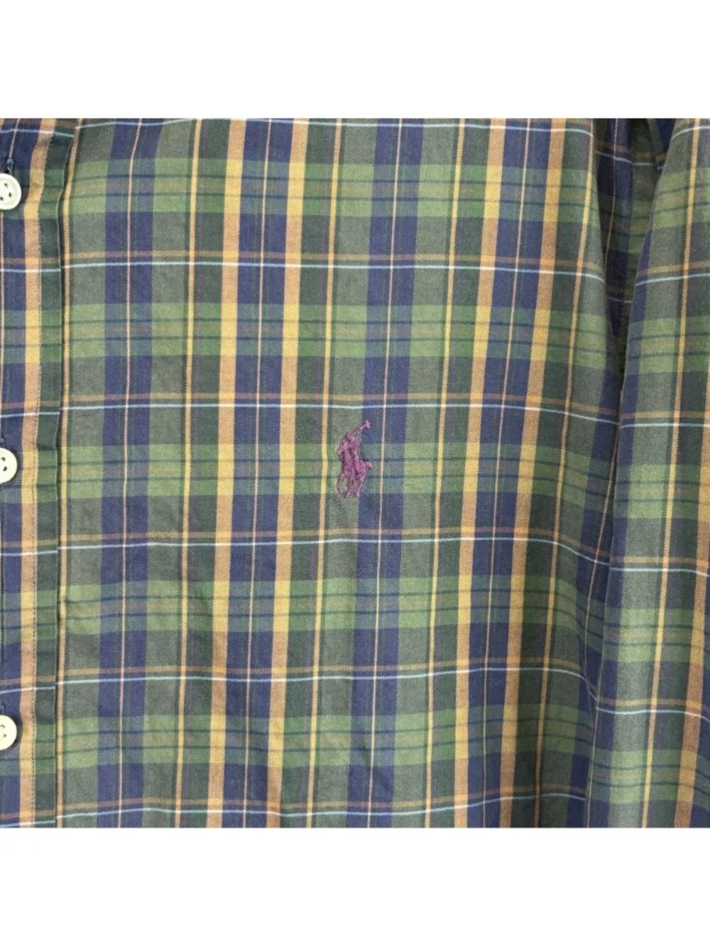 Ralph Lauren Mens XL Classic Fit Green Plaid Button-Down Long Sleeve Shirt Polo